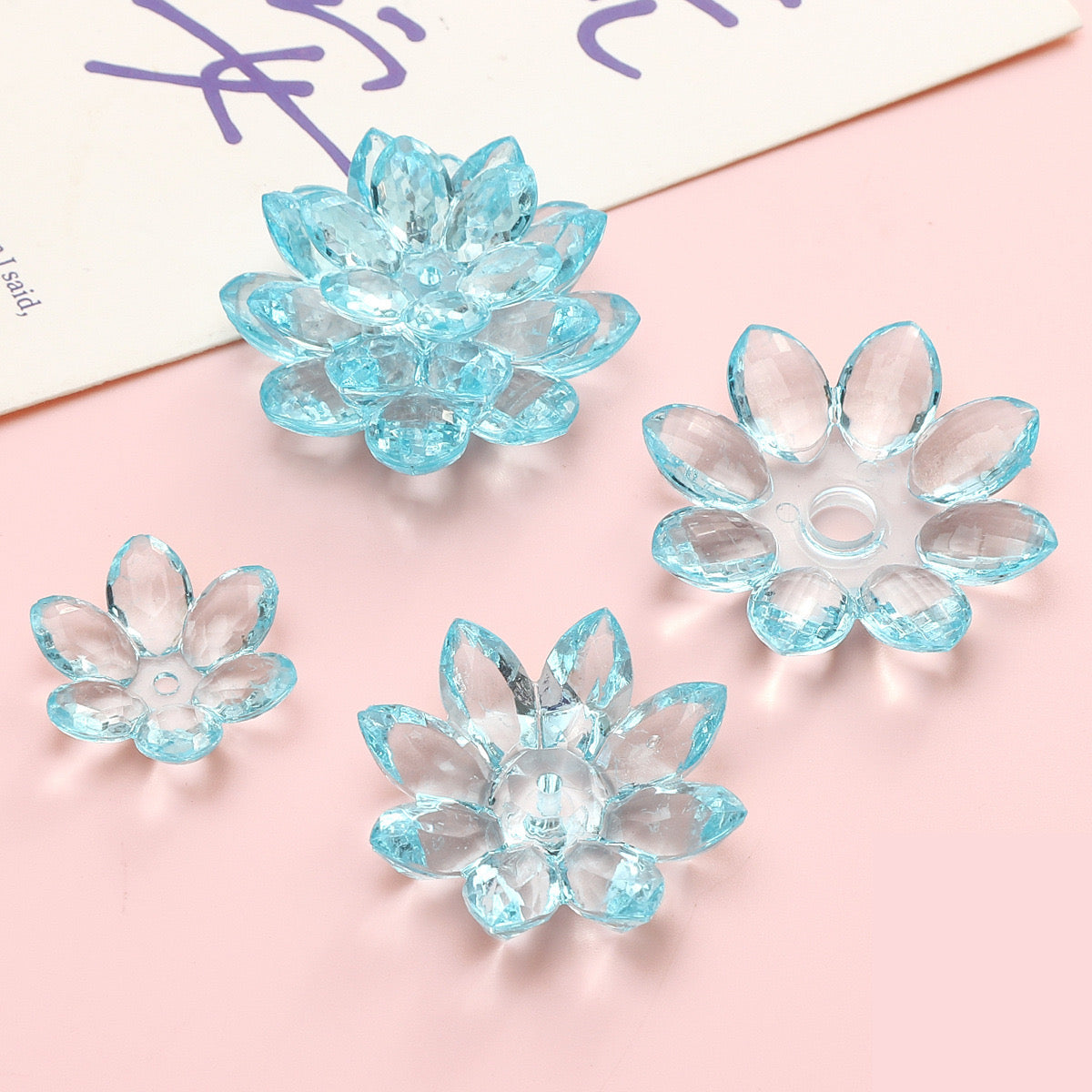 FS2307-Clear Color Lotus Flower (1 Set=24MM Size +34MM Size +38MM Size )