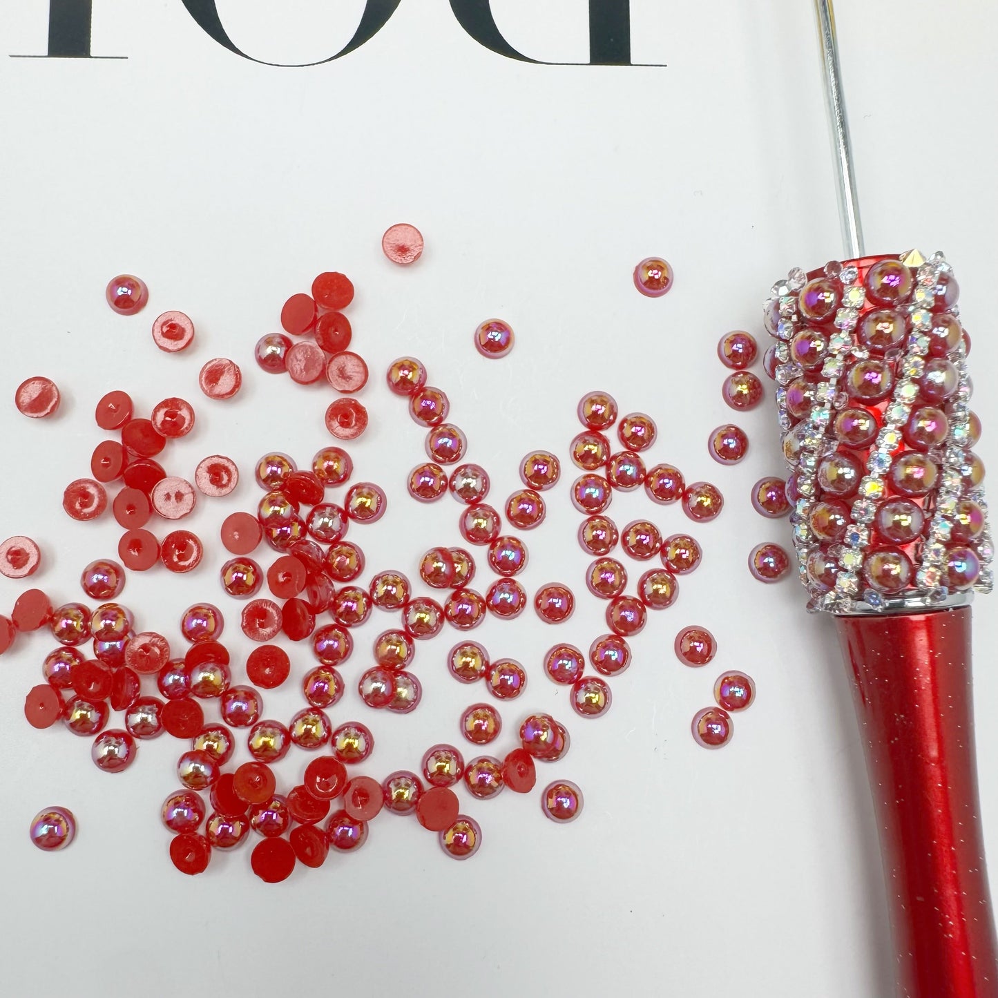 FS3639-4mm AB Half Pearl Looking Half Acrylic Pearl Patch For Making Fancy Beads Or Fancy Pen