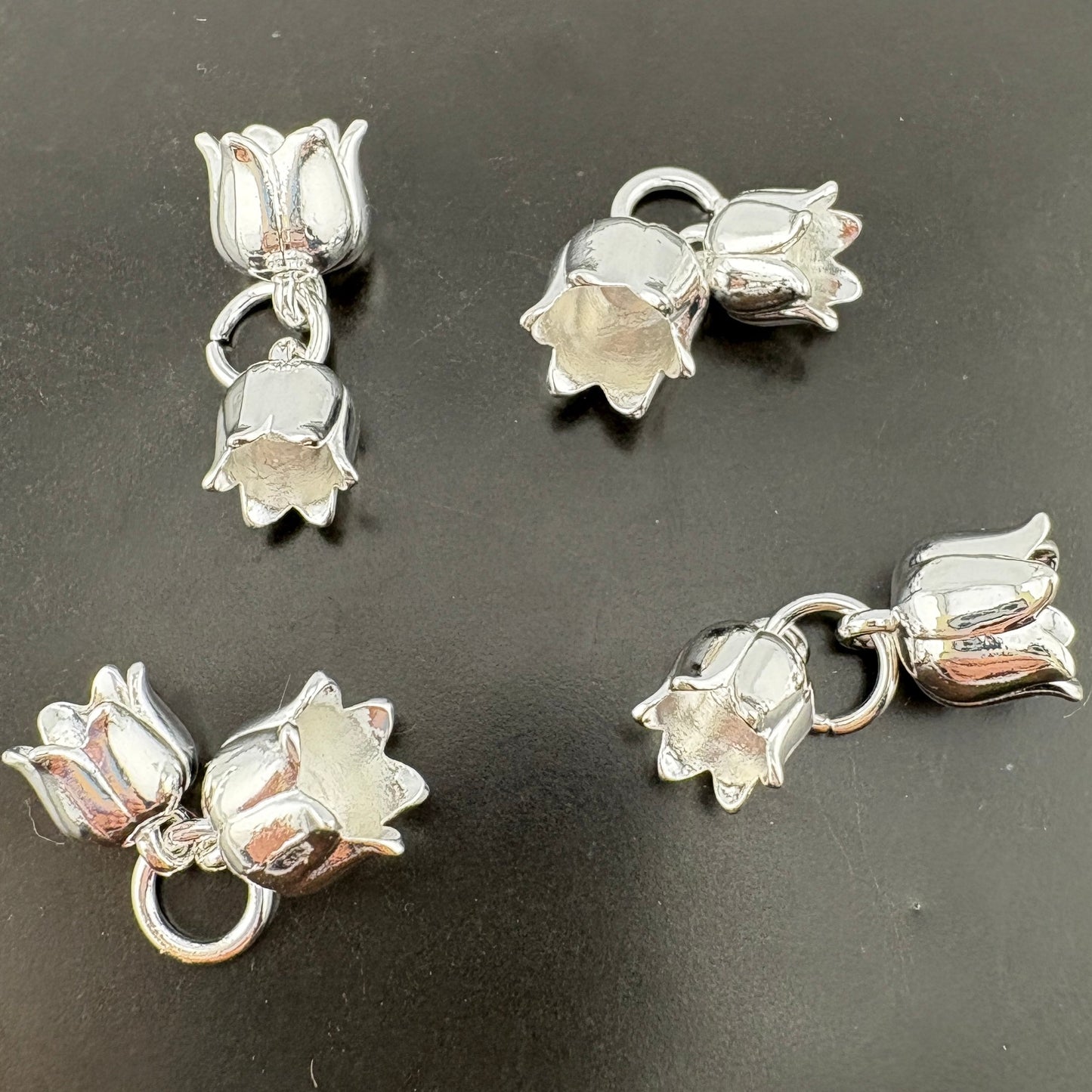 FS3121- 9mm+10mm Silver Small+big Lily of the valley metal Charms