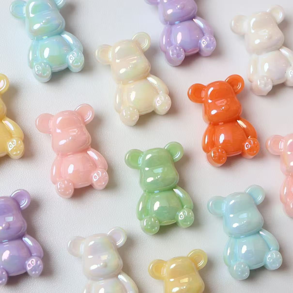 FS5575- 17*26mm Small Size Uv Bear Beads, Small Size Colored - Plated Bear Beads, Fit For Pen