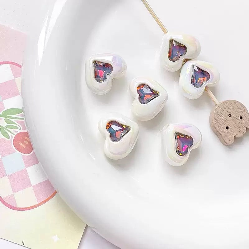 FS2531-Ramdom Mixed Color Heart Shape Acrylic Beads Fit For Beadable Pens