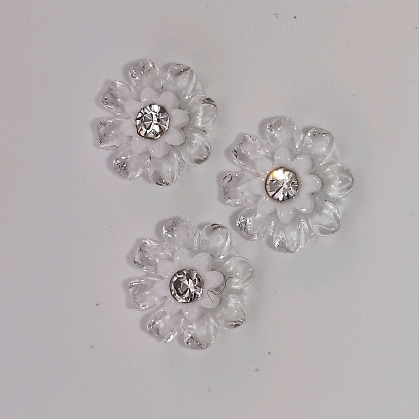 FS1054- 10MM Diamond Clear Flower Resin Nail Charms For Making Fancy Bead Or Fancy Pen
