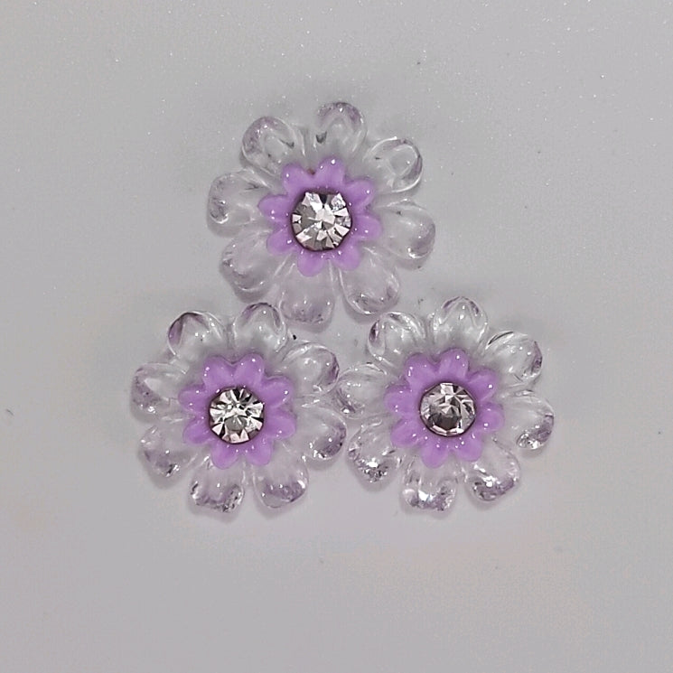 FS1054- 10MM Diamond Clear Flower Resin Nail Charms For Making Fancy Bead Or Fancy Pen