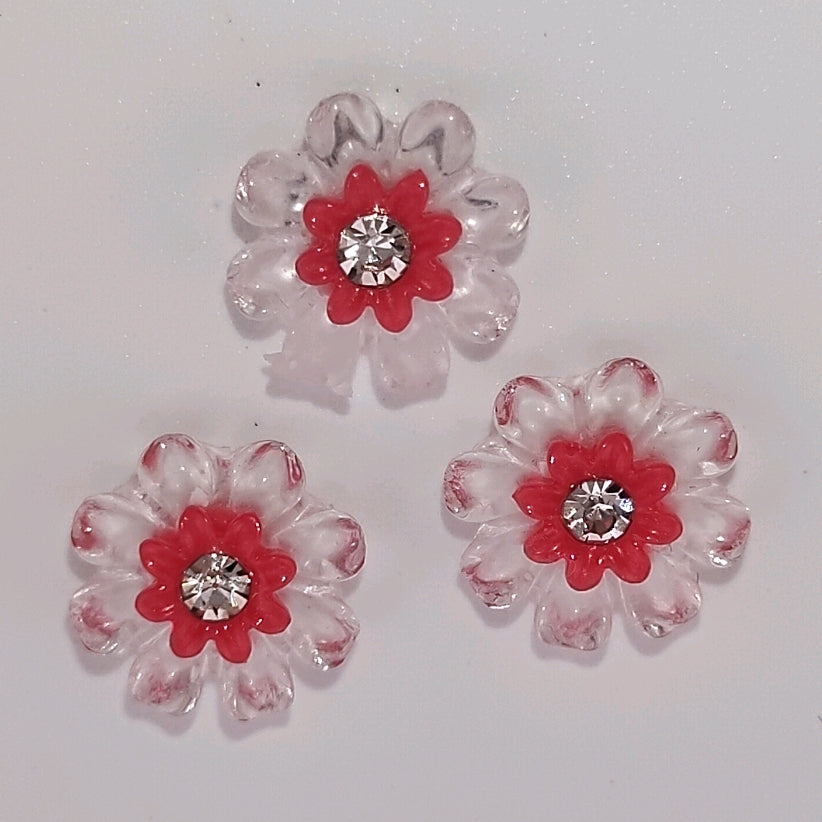 FS1054- 10MM Diamond Clear Flower Resin Nail Charms For Making Fancy Bead Or Fancy Pen
