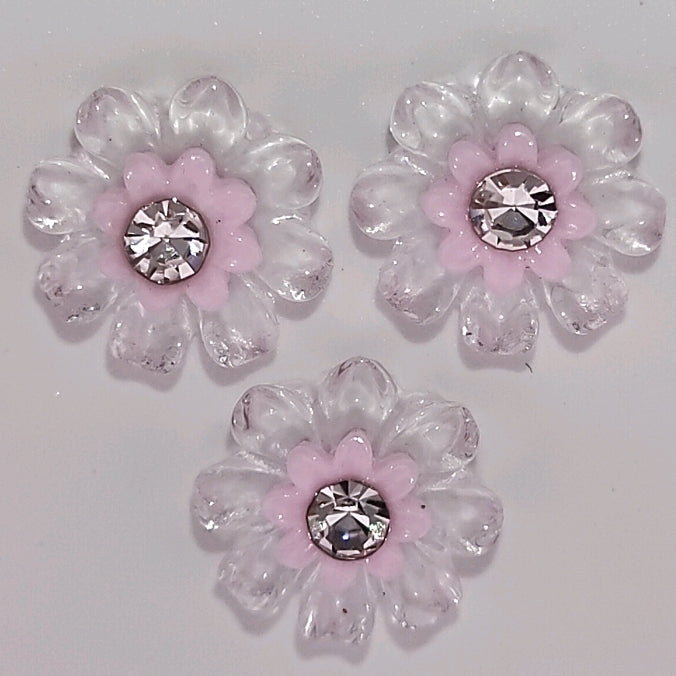 FS1054- 10MM Diamond Clear Flower Resin Nail Charms For Making Fancy Bead Or Fancy Pen