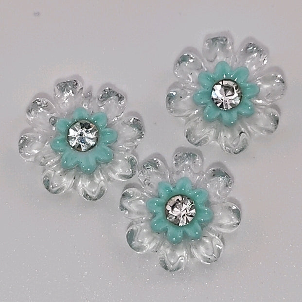 FS1054- 10MM Diamond Clear Flower Resin Nail Charms For Making Fancy Bead Or Fancy Pen