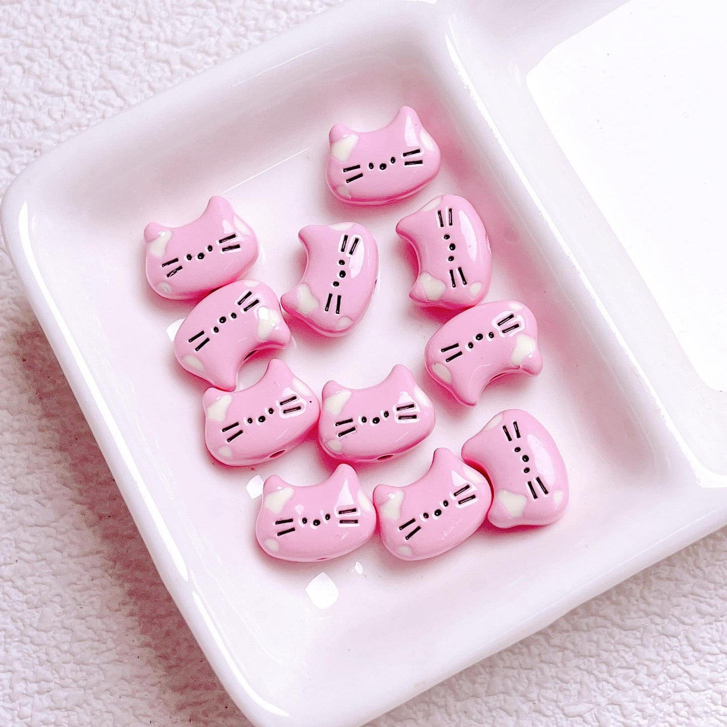 FS2512-12MM Random Mixed Color Cute Cat Head Metal Beads For Making Keychain