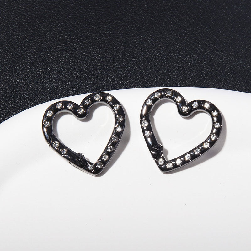 FS4624-2.5*2.6cm Double Side With Diamond Heart Metal Key Ring