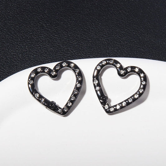 FS4624-2.5*2.6cm Double Side With Diamond Heart Metal Key Ring