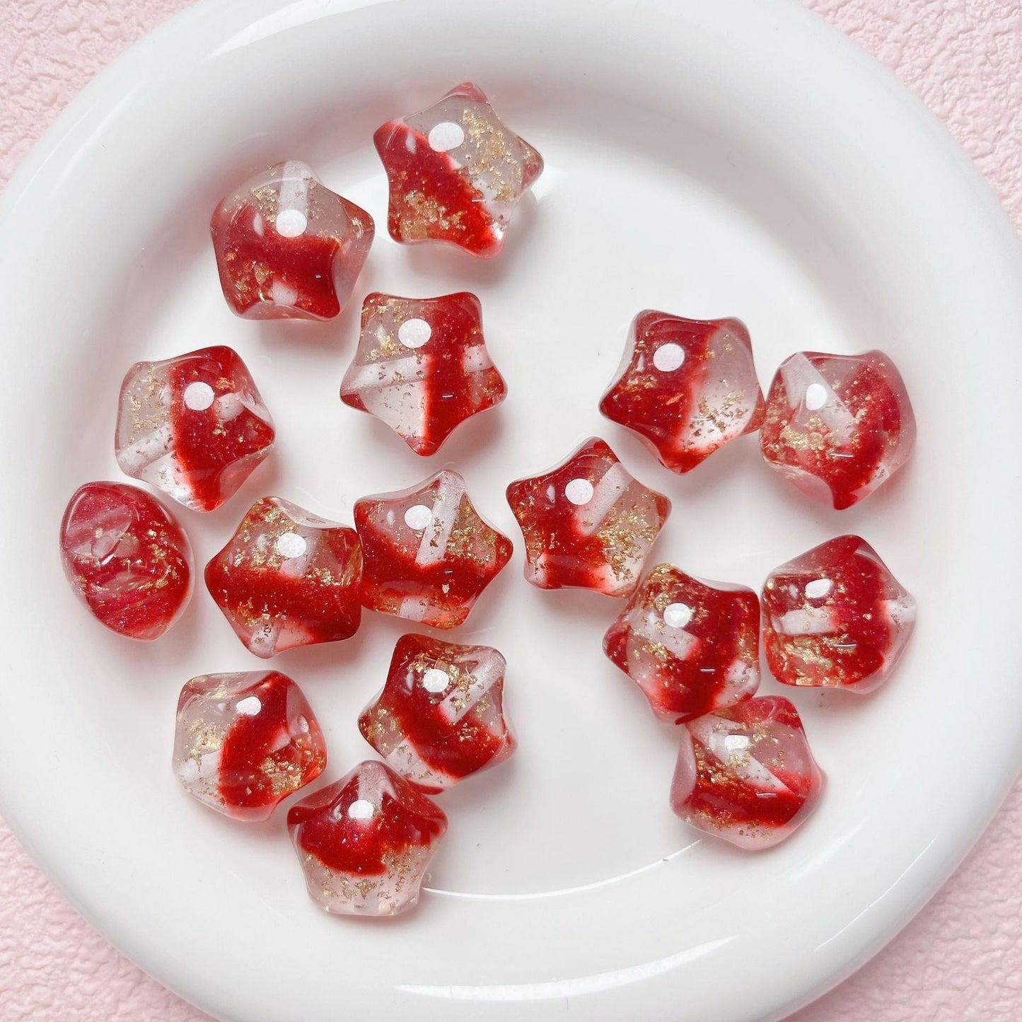 FS1699-20mm*19mm Gold Foil Resin Beads Fit For Beadable Pens