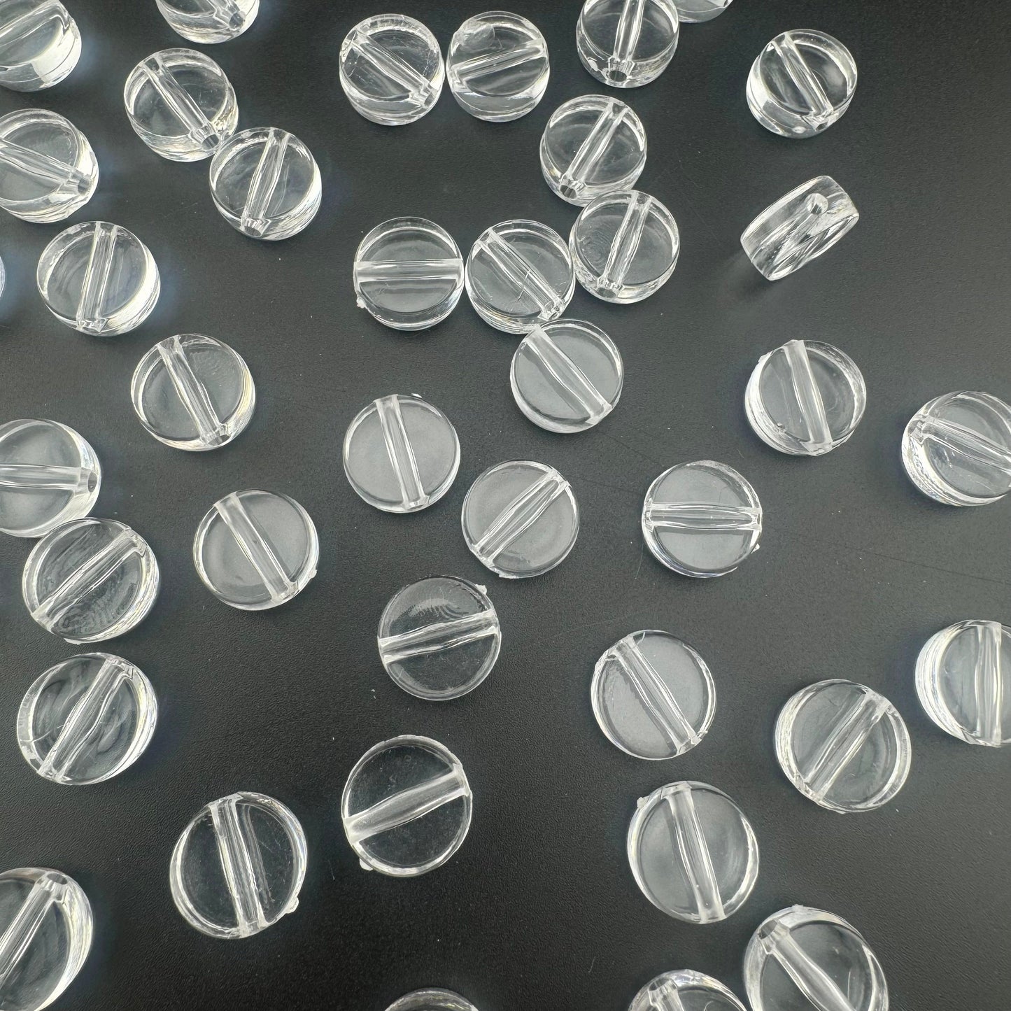 FS0659- 13Mm Clear Round Plate Based Beads - 6Mm Thick, Fit For Pen