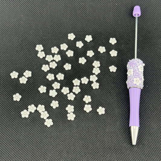 FS1006- 8MM  White Flower Nail Charms For Making Fancy Beads Or Fancy Pen