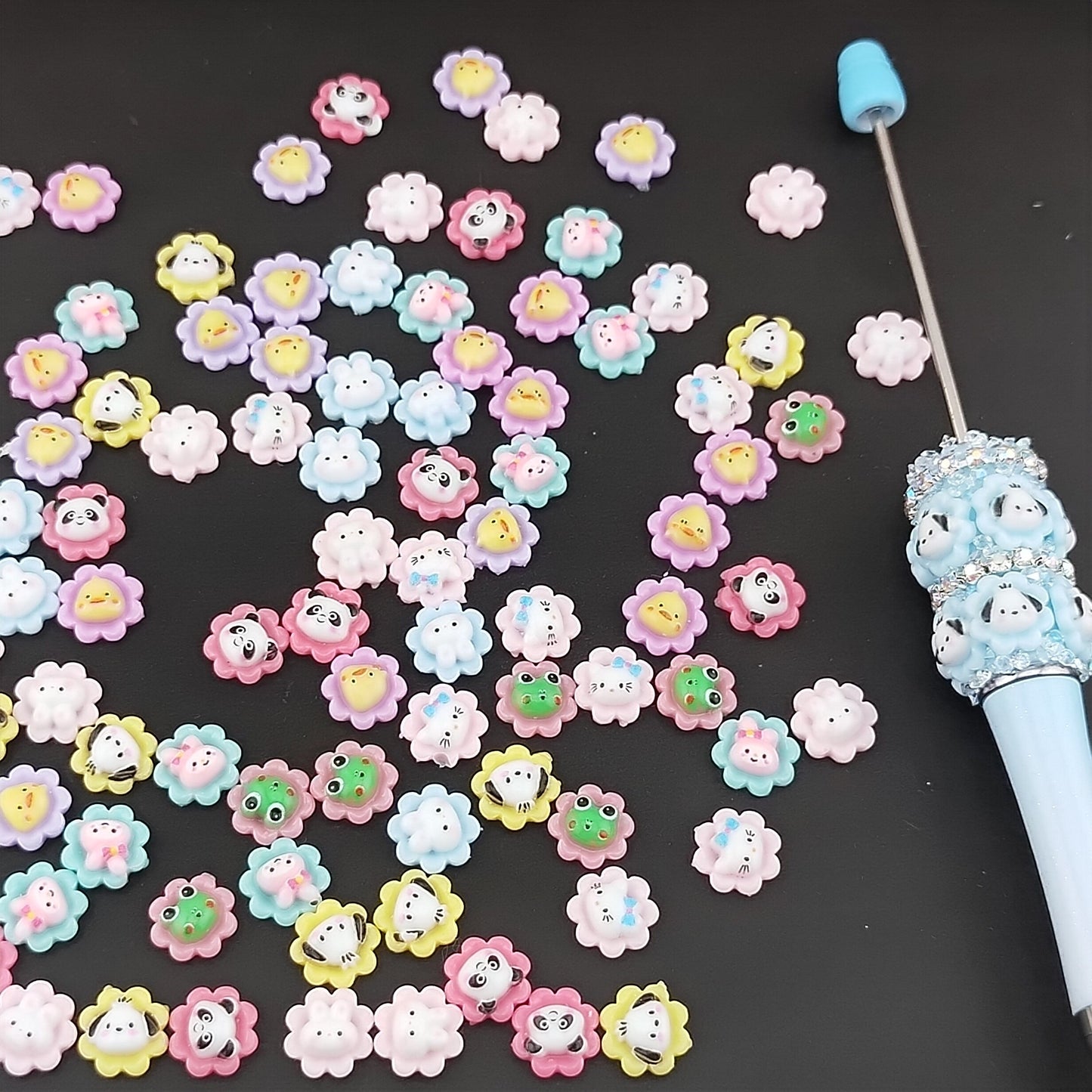 FS1048- 10MM Mixed Color Flower&Animal Resin Nail Charms For Making Fancy Bead Or Fancy Pen