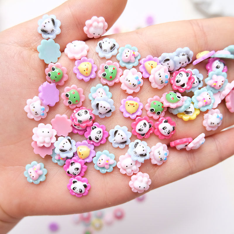 FS1048- 10MM Mixed Color Flower&Animal Resin Nail Charms For Making Fancy Bead Or Fancy Pen