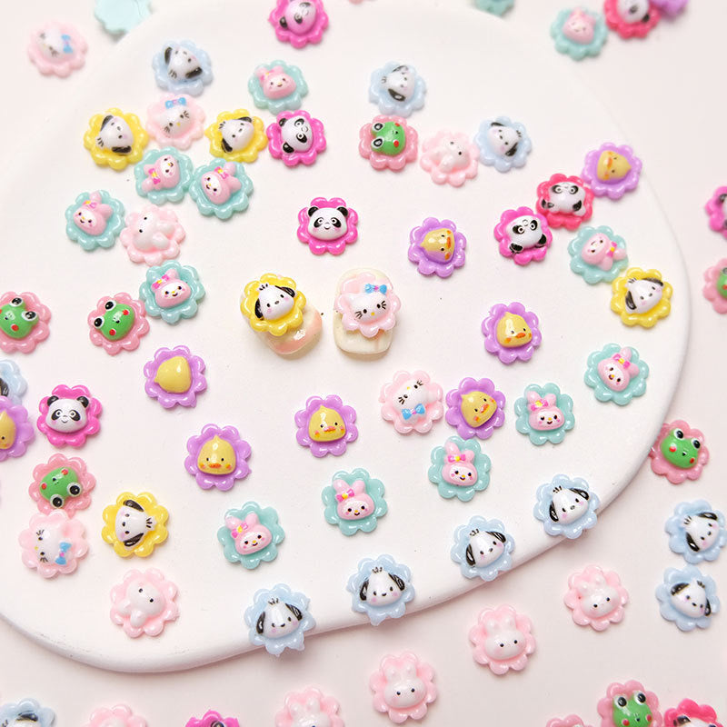 FS1048- 10MM Mixed Color Flower&Animal Resin Nail Charms For Making Fancy Bead Or Fancy Pen