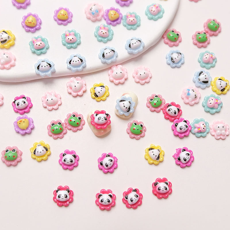 FS1048- 10MM Mixed Color Flower&Animal Resin Nail Charms For Making Fancy Bead Or Fancy Pen