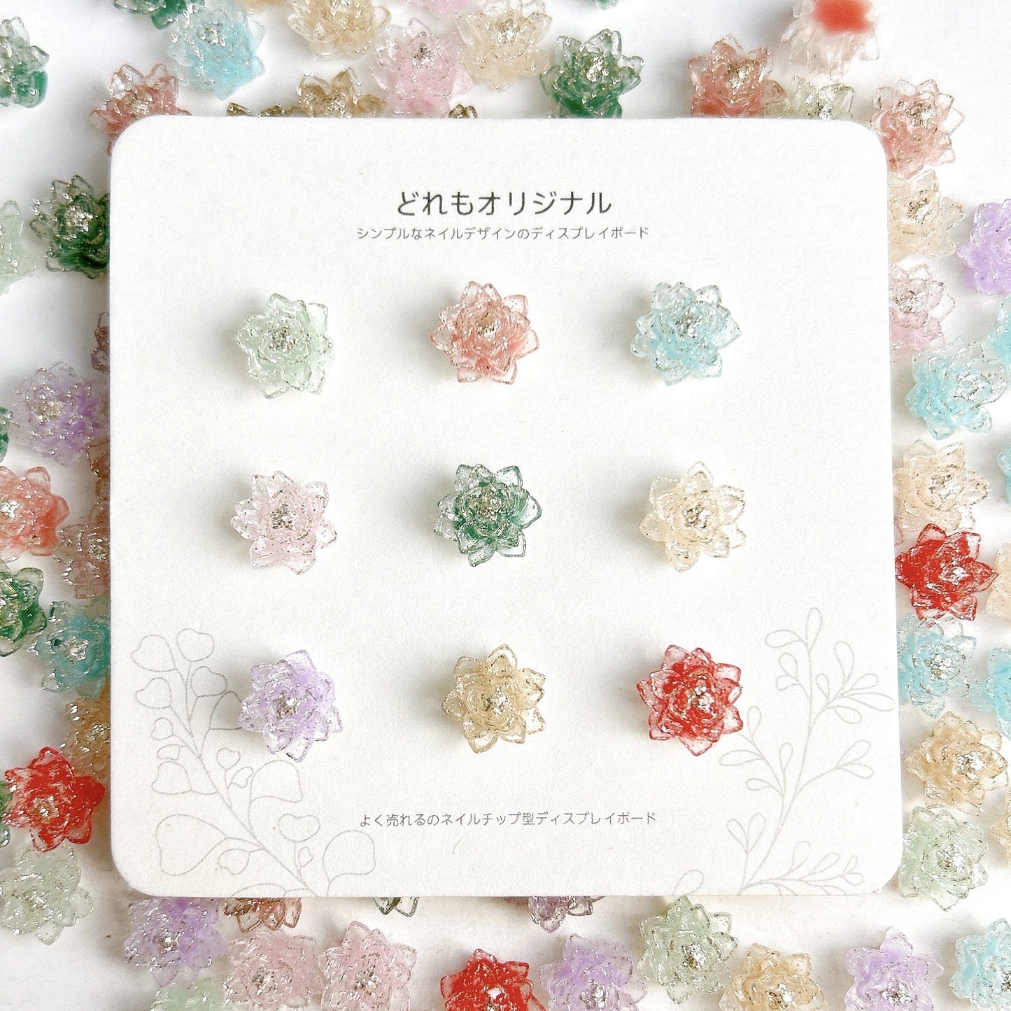 FS1047- 10MM Mixed Color Clear Glitter Lotus Resin Accessories