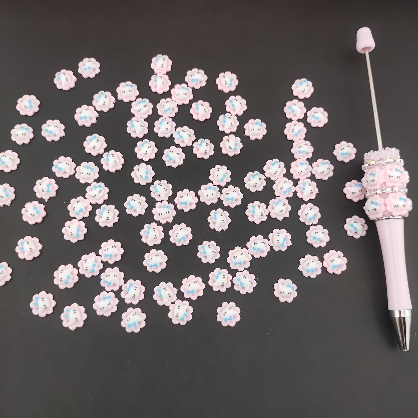 FS1045- 10MM Pink Flower HK Resin Nail Charms For Making Fancy Pen Or Fancy Pen Or Fancy Beads
