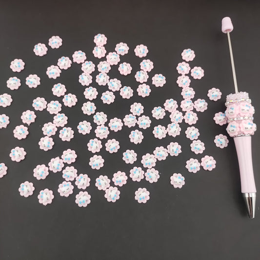FS1045- 10MM Pink Flower HK Resin Nail Charms For Making Fancy Pen Or Fancy Pen Or Fancy Beads