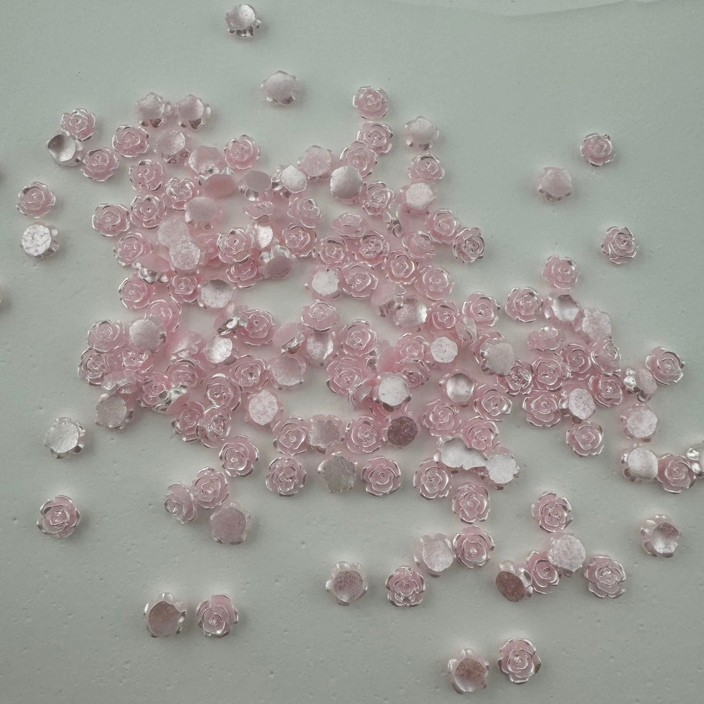 FS1059- 6MM Mixed Color Pearl Looking Resin Rose Flower Nail Charms For making Fancy Pen Or Fancy Bead