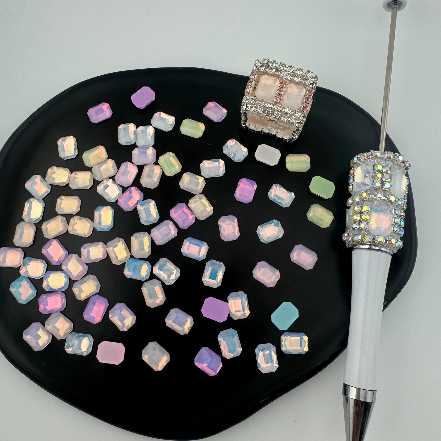 FS0898- 6*8mm Rectangular Flat Bottom Octagonal Nail Charms For Making Fancy Bead Or Fancy Pen