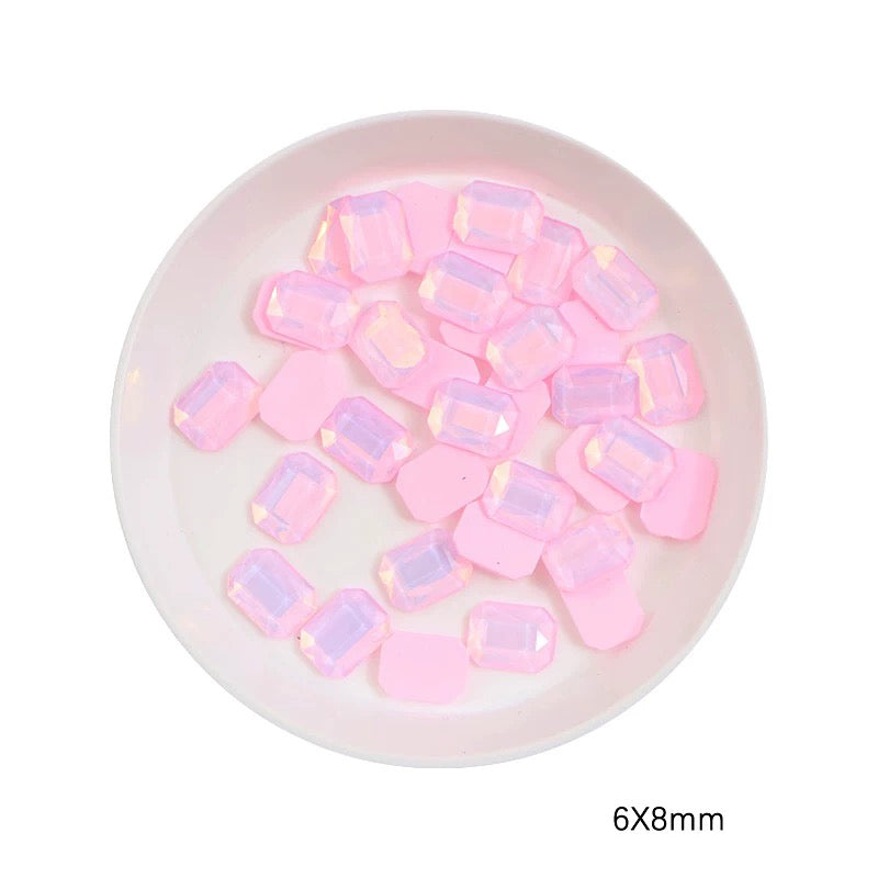 FS0898- 6*8mm Rectangular Flat Bottom Octagonal Nail Charms For Making Fancy Bead Or Fancy Pen