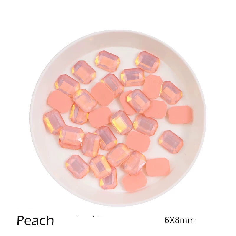 FS0898- 6*8mm Rectangular Flat Bottom Octagonal Nail Charms For Making Fancy Bead Or Fancy Pen