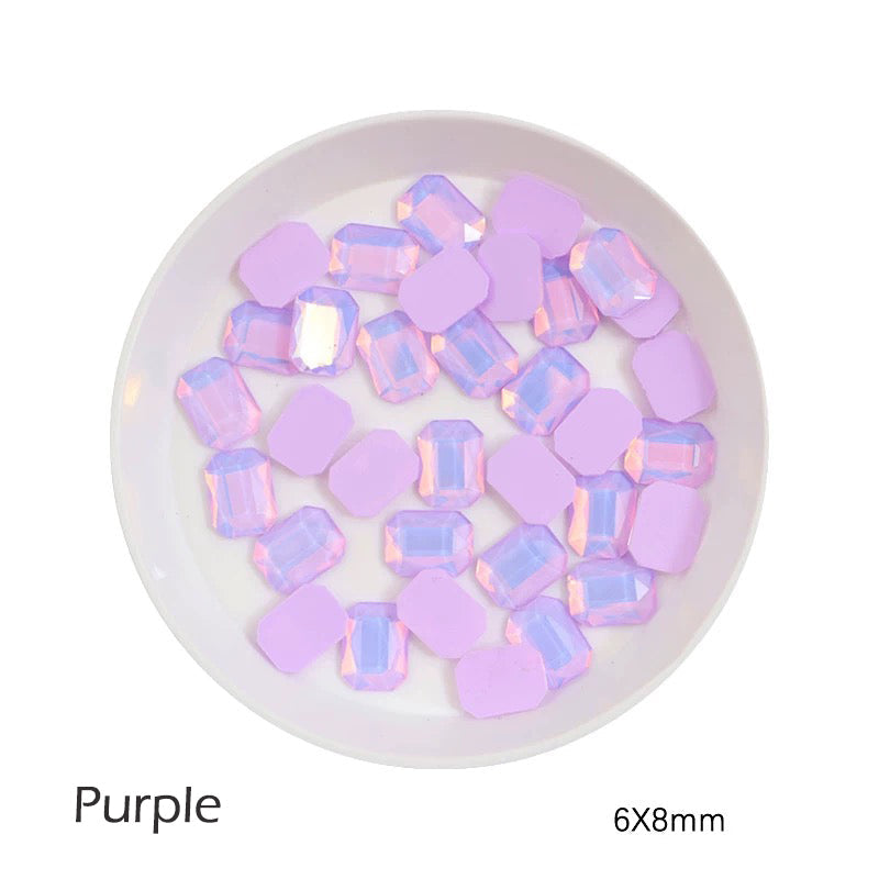 FS0898- 6*8mm Rectangular Flat Bottom Octagonal Nail Charms For Making Fancy Bead Or Fancy Pen