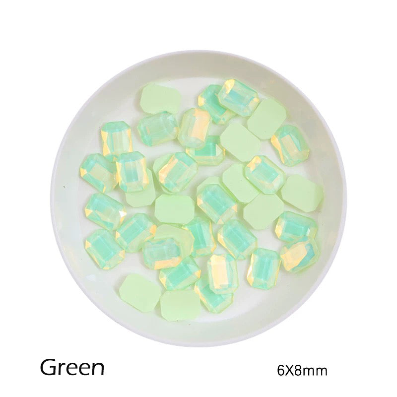 FS0898- 6*8mm Rectangular Flat Bottom Octagonal Nail Charms For Making Fancy Bead Or Fancy Pen