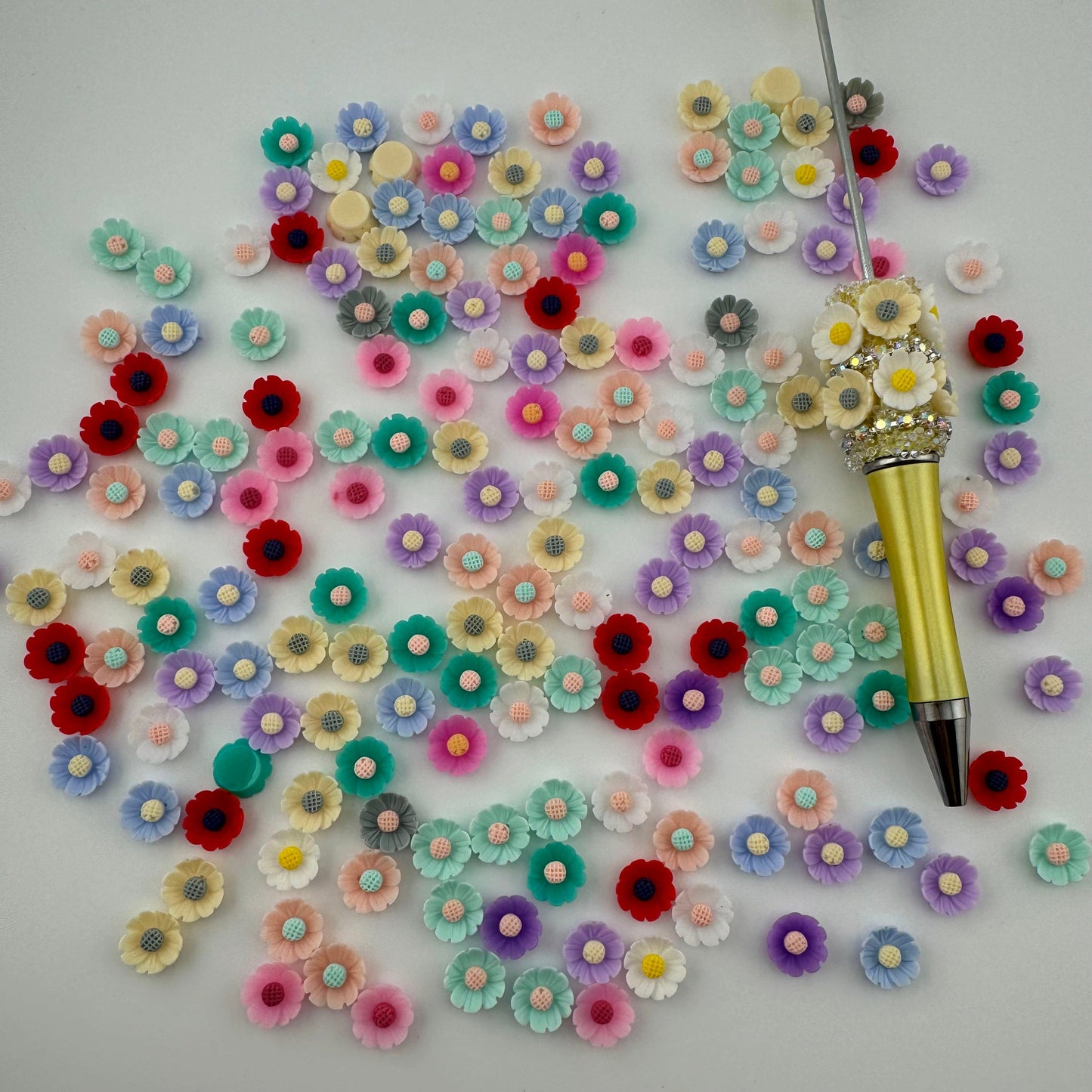 FS1024- 10MM Mixed Color Small Flower Resin Nail Charms For Making Fancy Bead Or Fancy Pen
