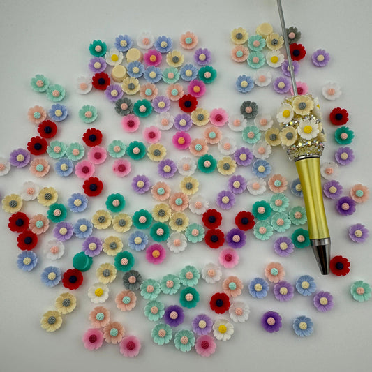 FS1024- 10MM Mixed Color Small Flower Resin Nail Charms For Making Fancy Bead Or Fancy Pen