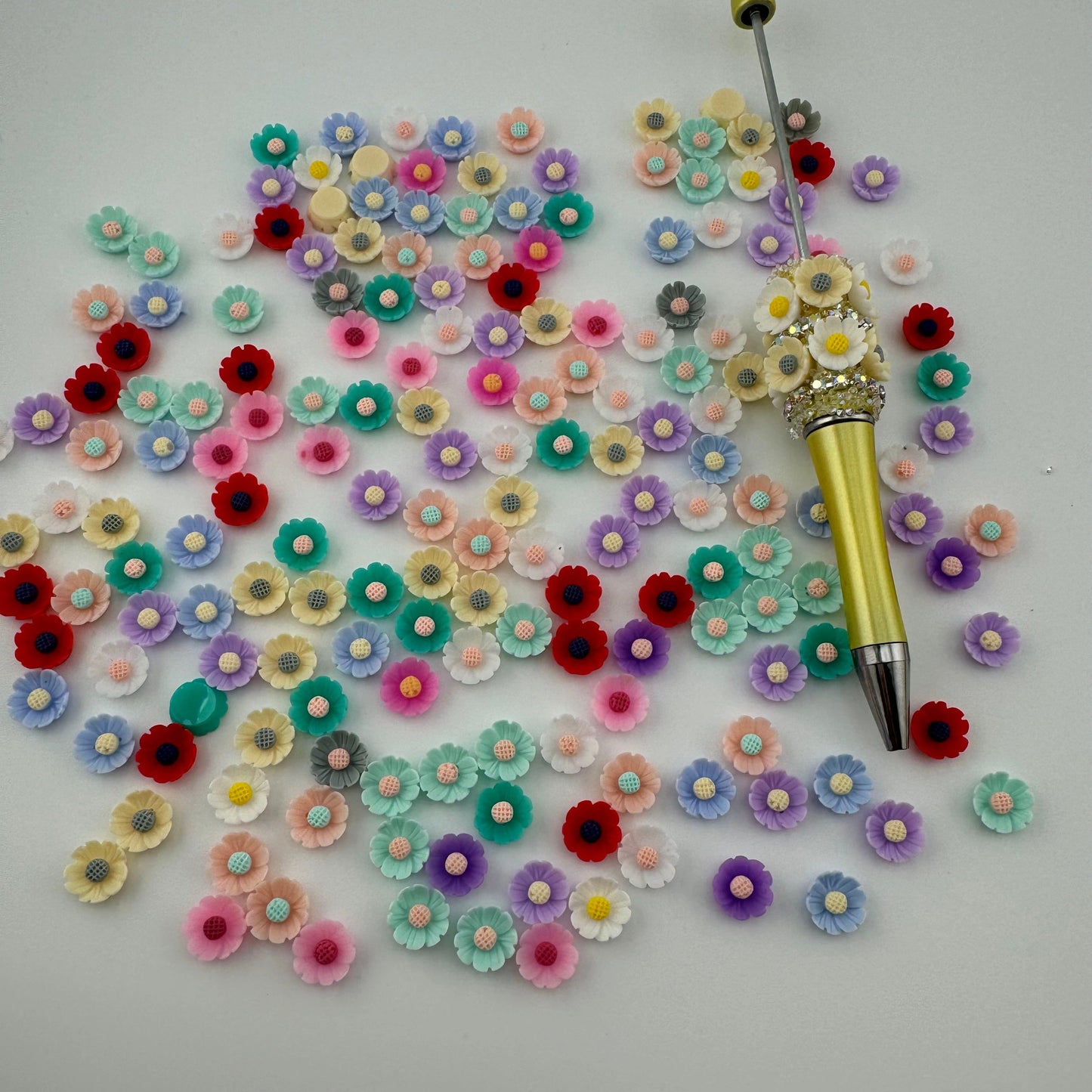FS1024- 10MM Mixed Color Small Flower Resin Nail Charms For Making Fancy Bead Or Fancy Pen