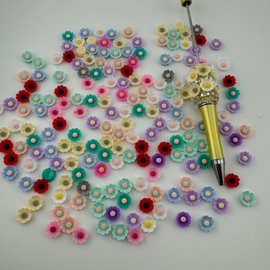 FS1024- 10MM Mixed Color Small Flower Resin Nail Charms For Making Fancy Bead Or Fancy Pen