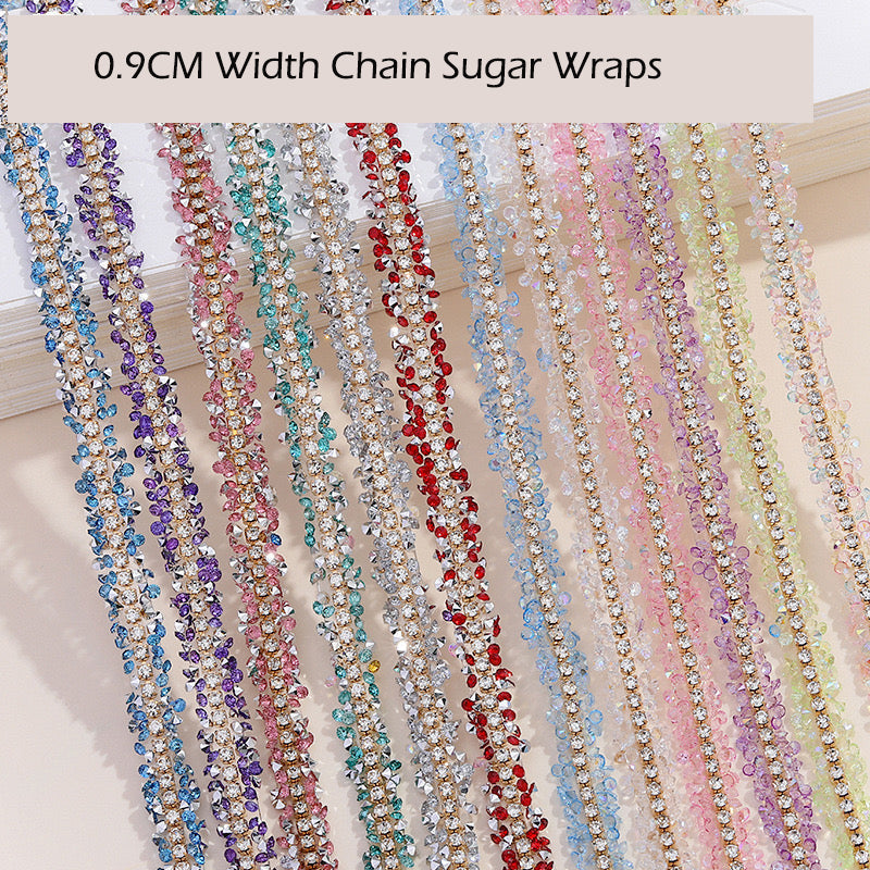FS1301- 9Mm Chain Diamond Tape Gold Base Chain Diamond Sticker