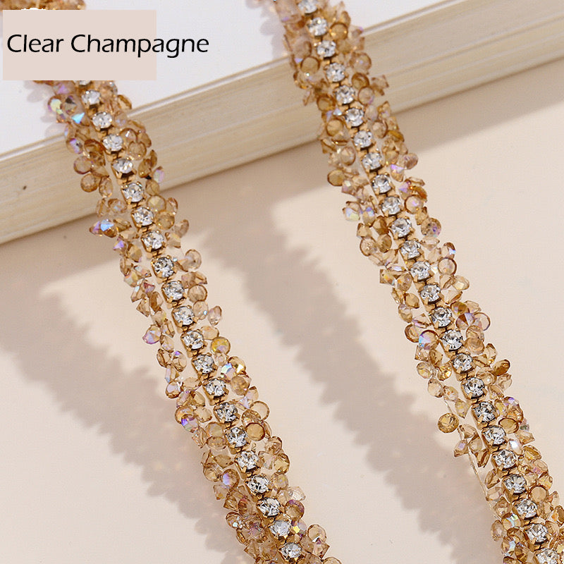 FS1301- 9Mm Chain Diamond Tape Gold Base Chain Diamond Sticker
