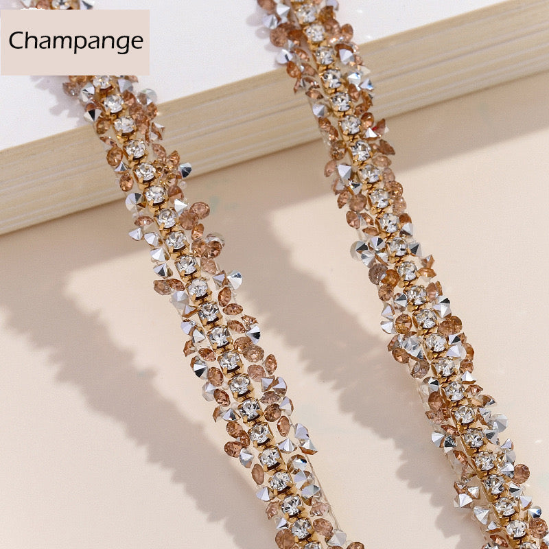 FS1301- 9Mm Chain Diamond Tape Gold Base Chain Diamond Sticker