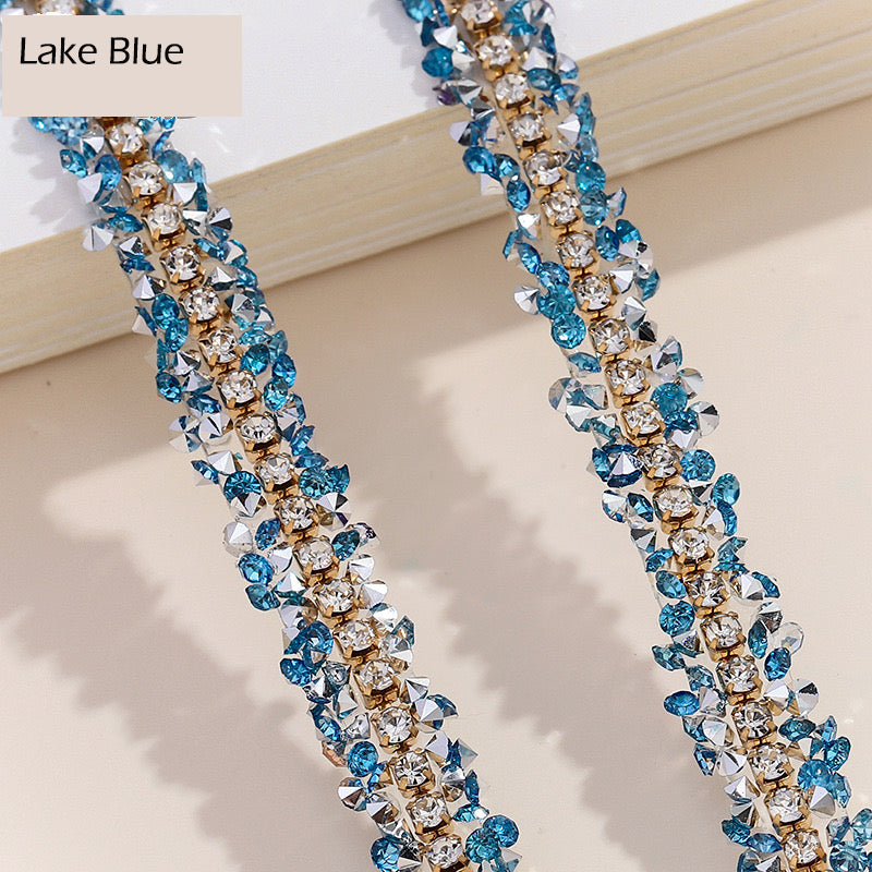 FS1301- 9Mm Chain Diamond Tape Gold Base Chain Diamond Sticker