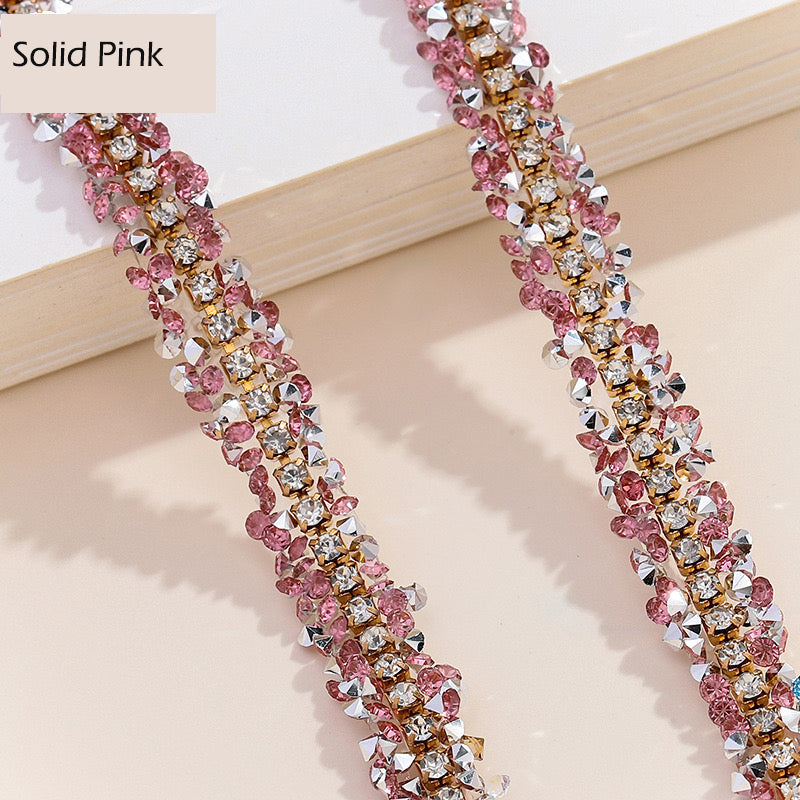 FS1301- 9Mm Chain Diamond Tape Gold Base Chain Diamond Sticker