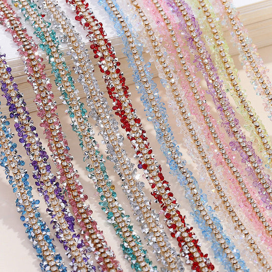 FS1301- 9Mm Chain Diamond Tape Gold Base Chain Diamond Sticker
