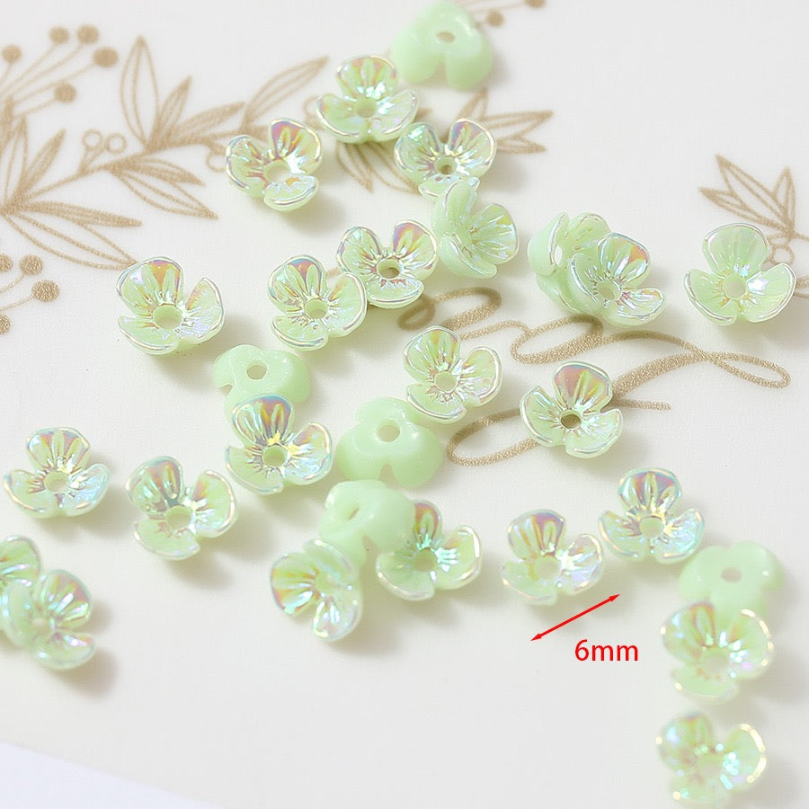 FS1353- 6mm UV Shell Looking Three-petal Flower Resin Nail Charms For Making Fancy Bead Or Fancy Pen