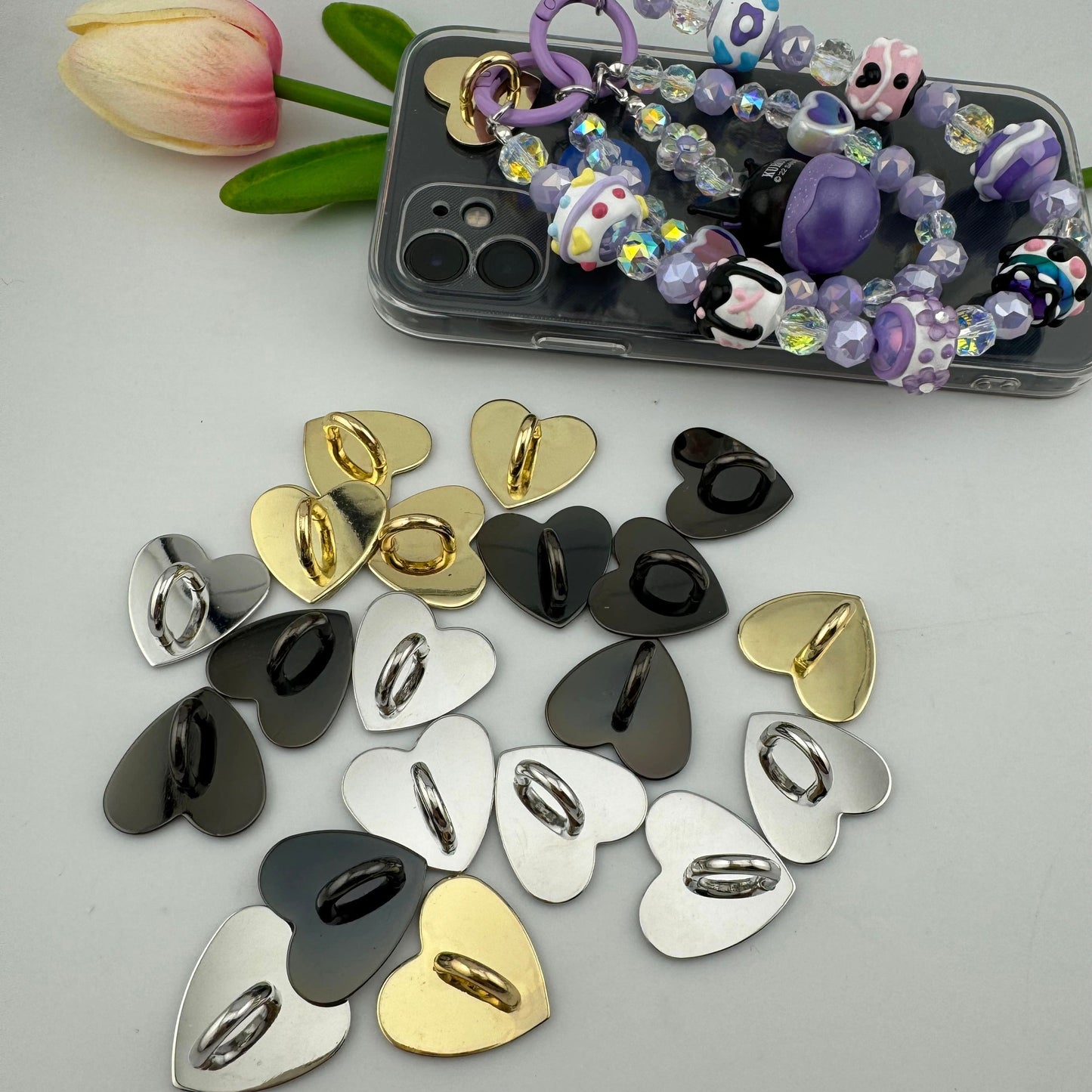 FS1386- 25mm Size Metal Heart Phone Holders