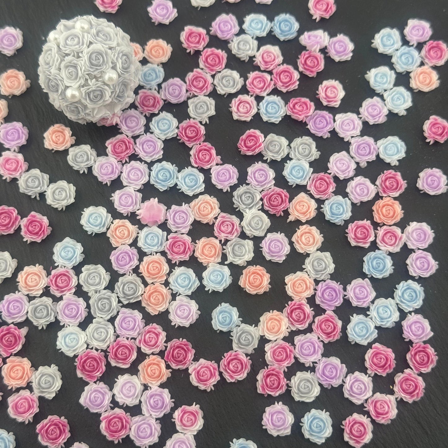 FS1060- 8MM Mixed Color Glowing Rose Resin Flower Nail Charms For Making Fancy Bead