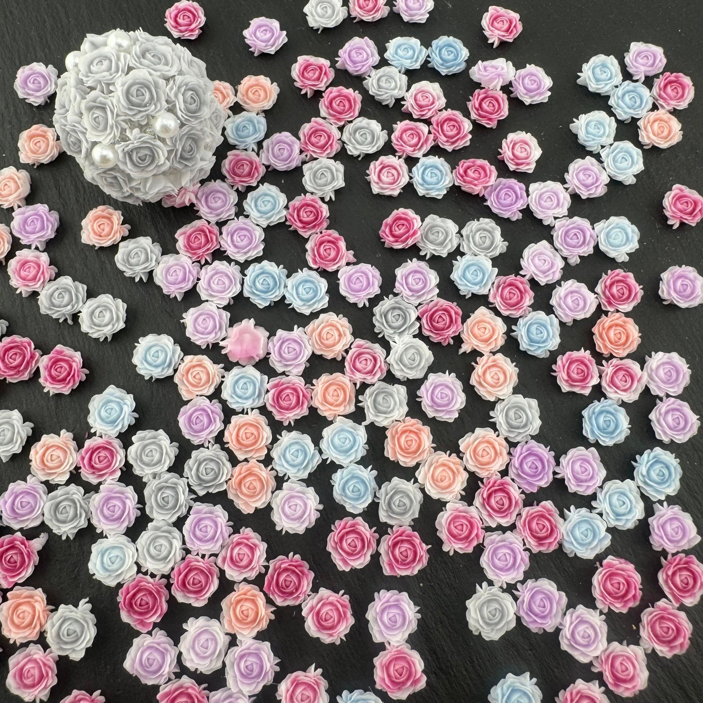 FS1060- 8MM Mixed Color Glowing Rose Resin Flower Nail Charms For Making Fancy Bead