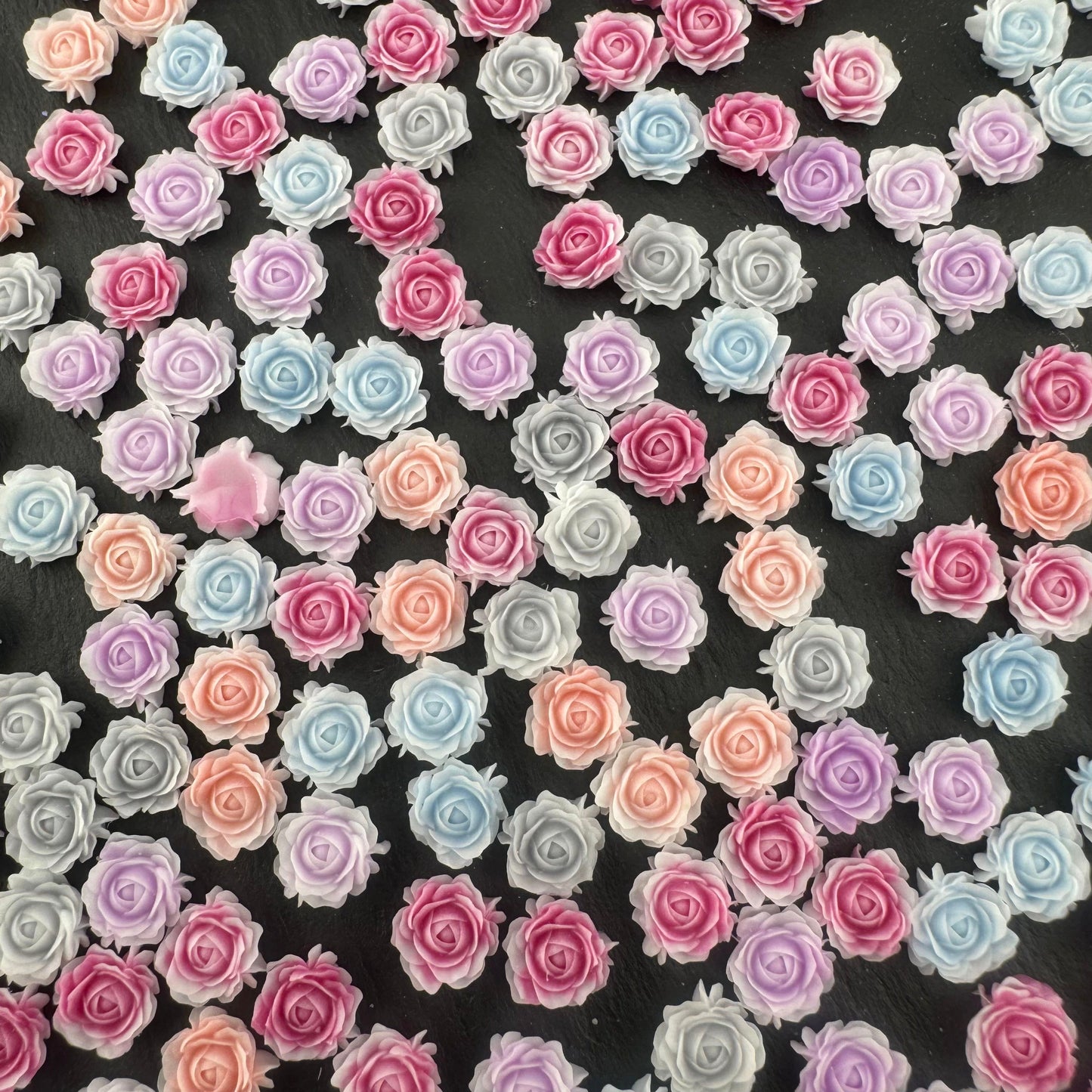 FS1060- 8MM Mixed Color Glowing Rose Resin Flower Nail Charms For Making Fancy Bead