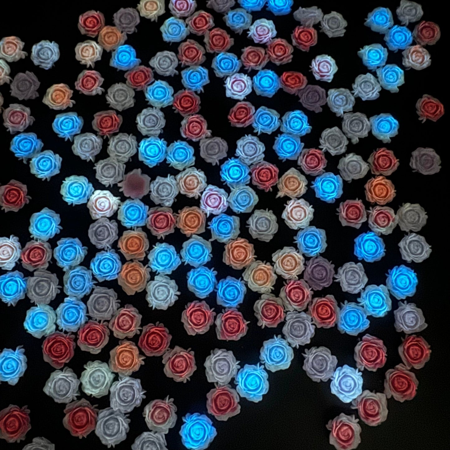 FS1060- 8MM Mixed Color Glowing Rose Resin Flower Nail Charms For Making Fancy Bead