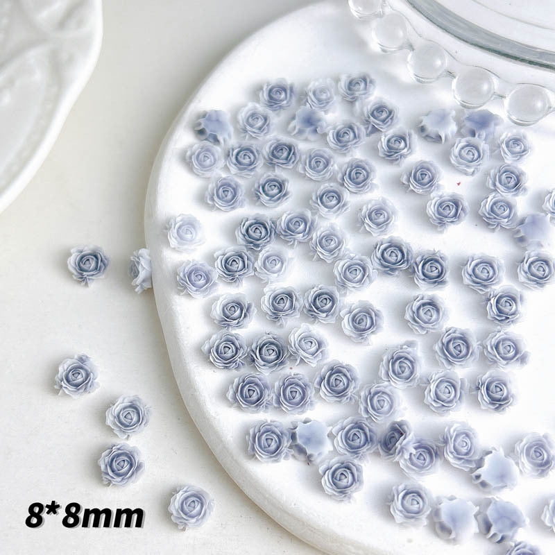 FS1060- 8MM Mixed Color Glowing Rose Resin Flower Nail Charms For Making Fancy Bead