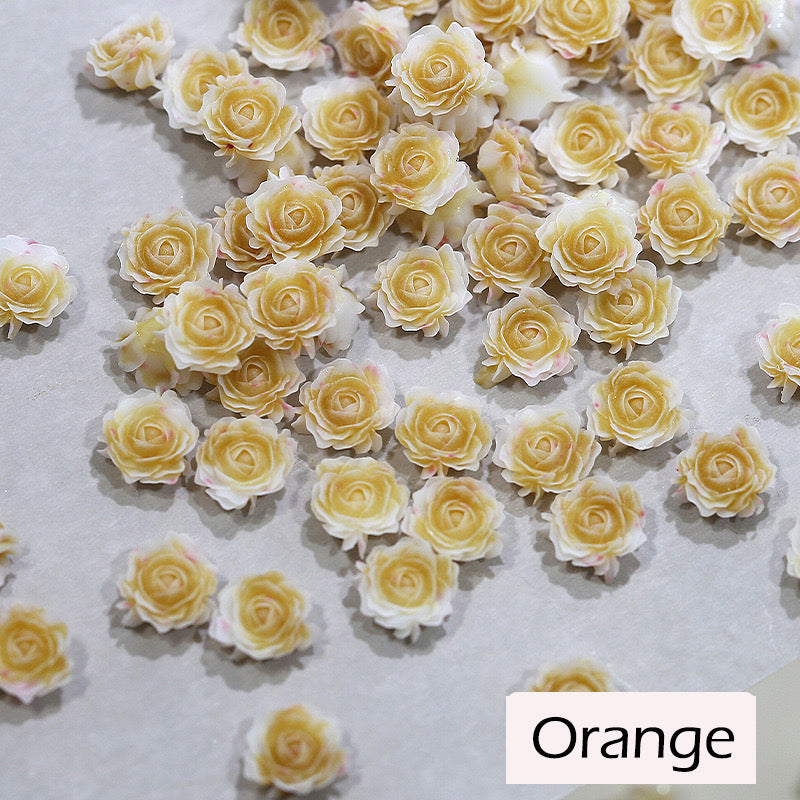 FS1060- 8MM Mixed Color Glowing Rose Resin Flower Nail Charms For Making Fancy Bead