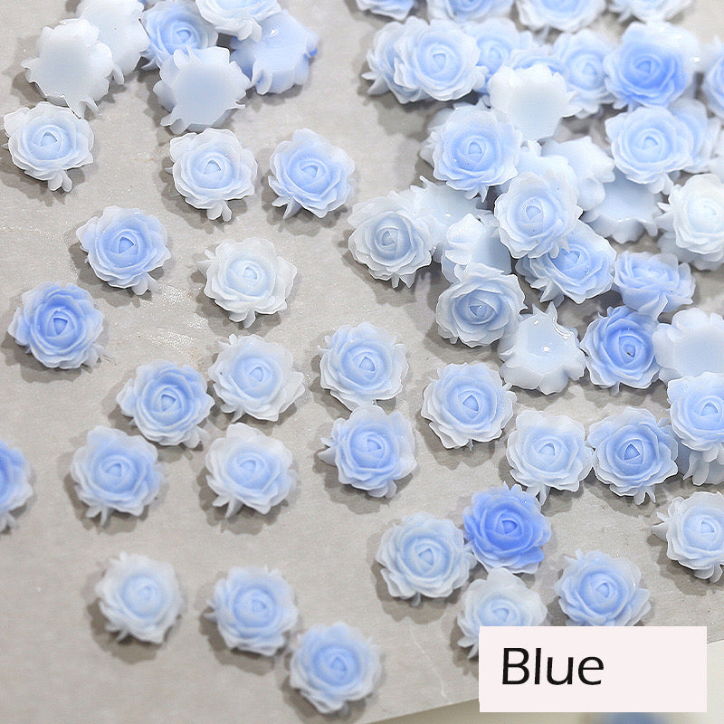 FS1060- 8MM Mixed Color Glowing Rose Resin Flower Nail Charms For Making Fancy Bead