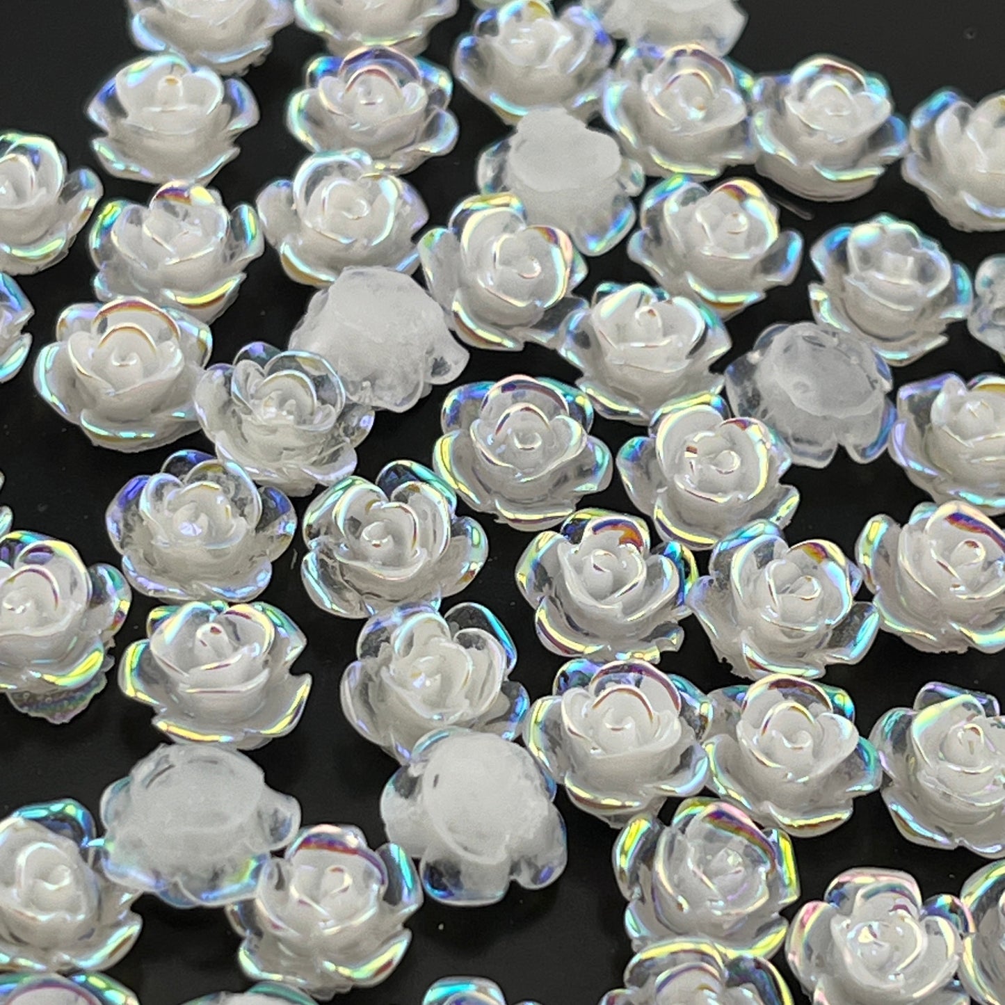 FS0914-8MM UV Glowing Rose Flower Nail Resin Charms For Making Fancy Pen Or Fancy Beads