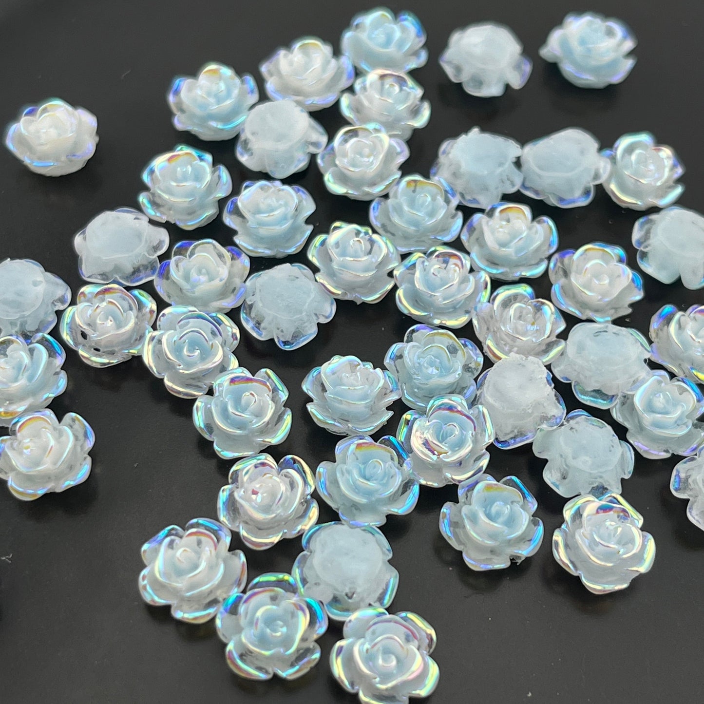FS0914-8MM UV Glowing Rose Flower Nail Resin Charms For Making Fancy Pen Or Fancy Beads